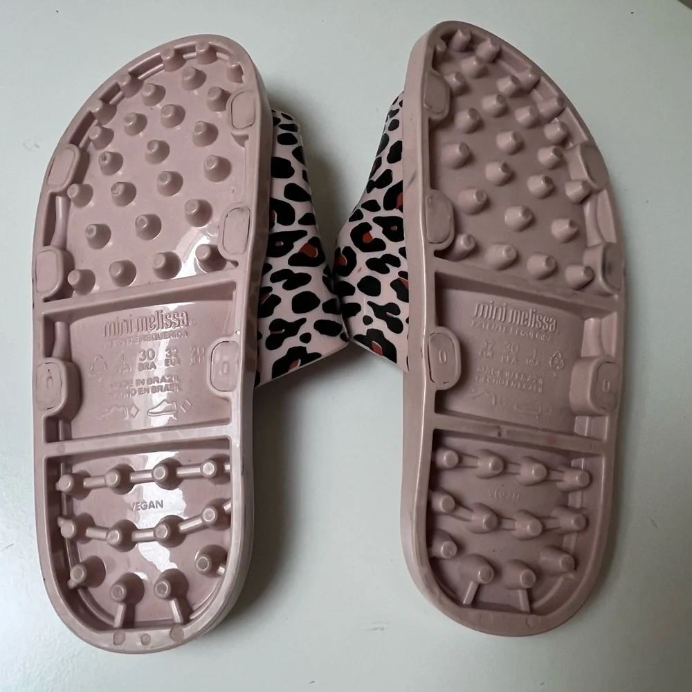 Mini Melissa Pink Leopard Slides Girls‎ Size 1 NWT